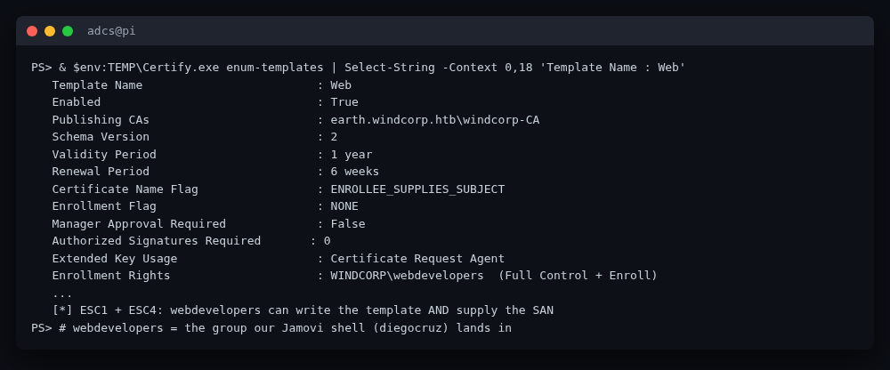 Certify: the Web template — ESC1 + ESC4