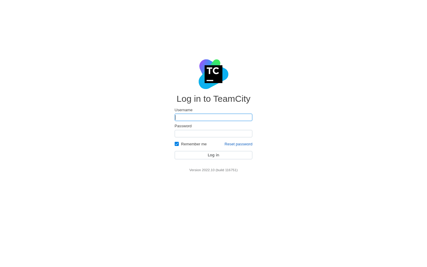 TeamCity login page