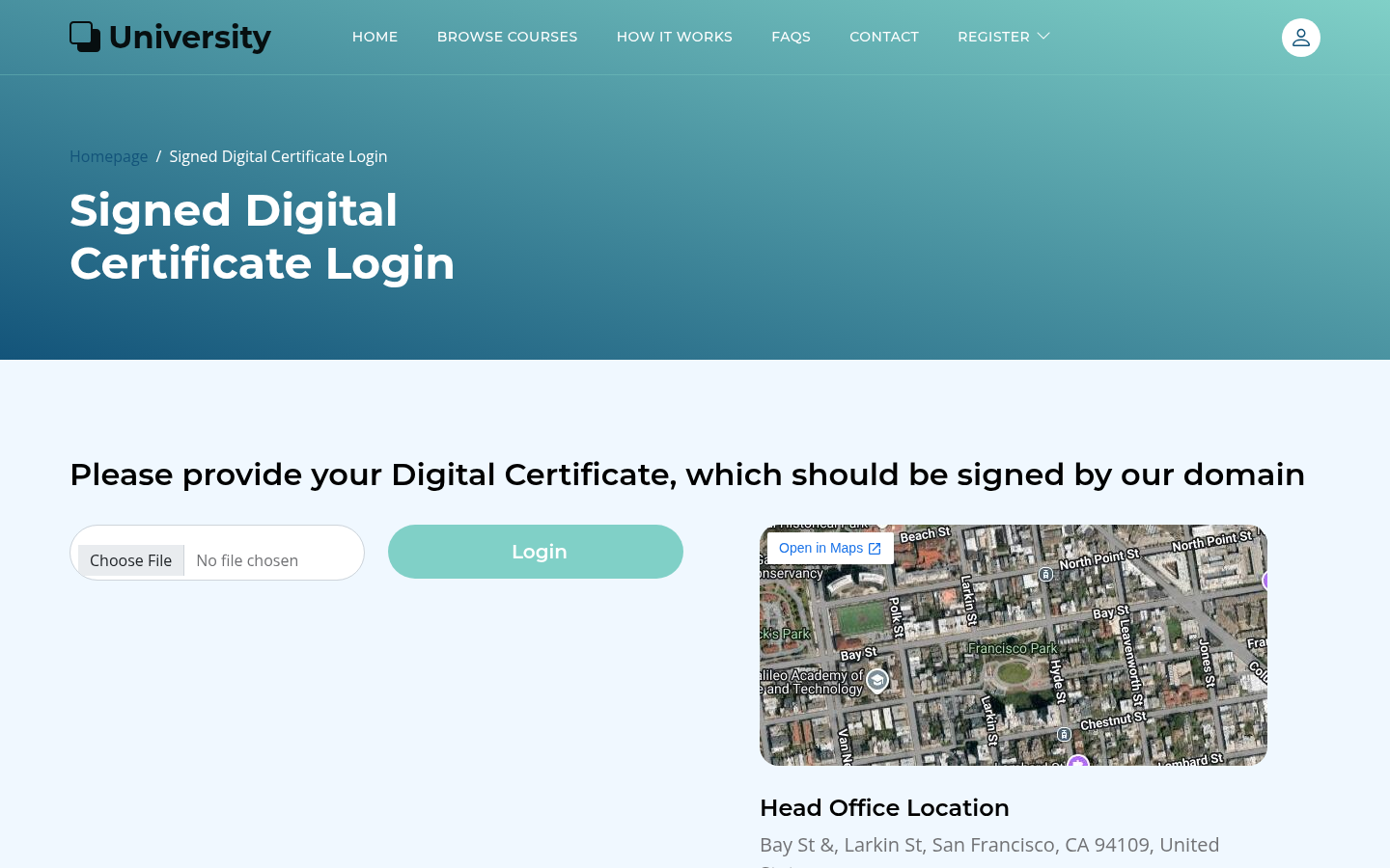 Signed Digital Certificate login