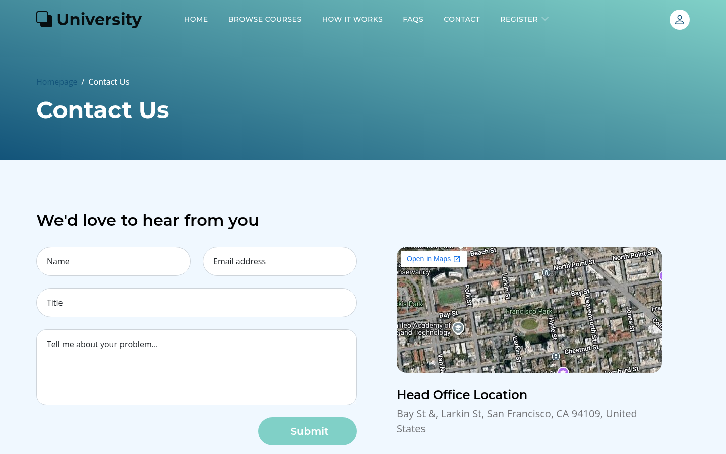 Contact page