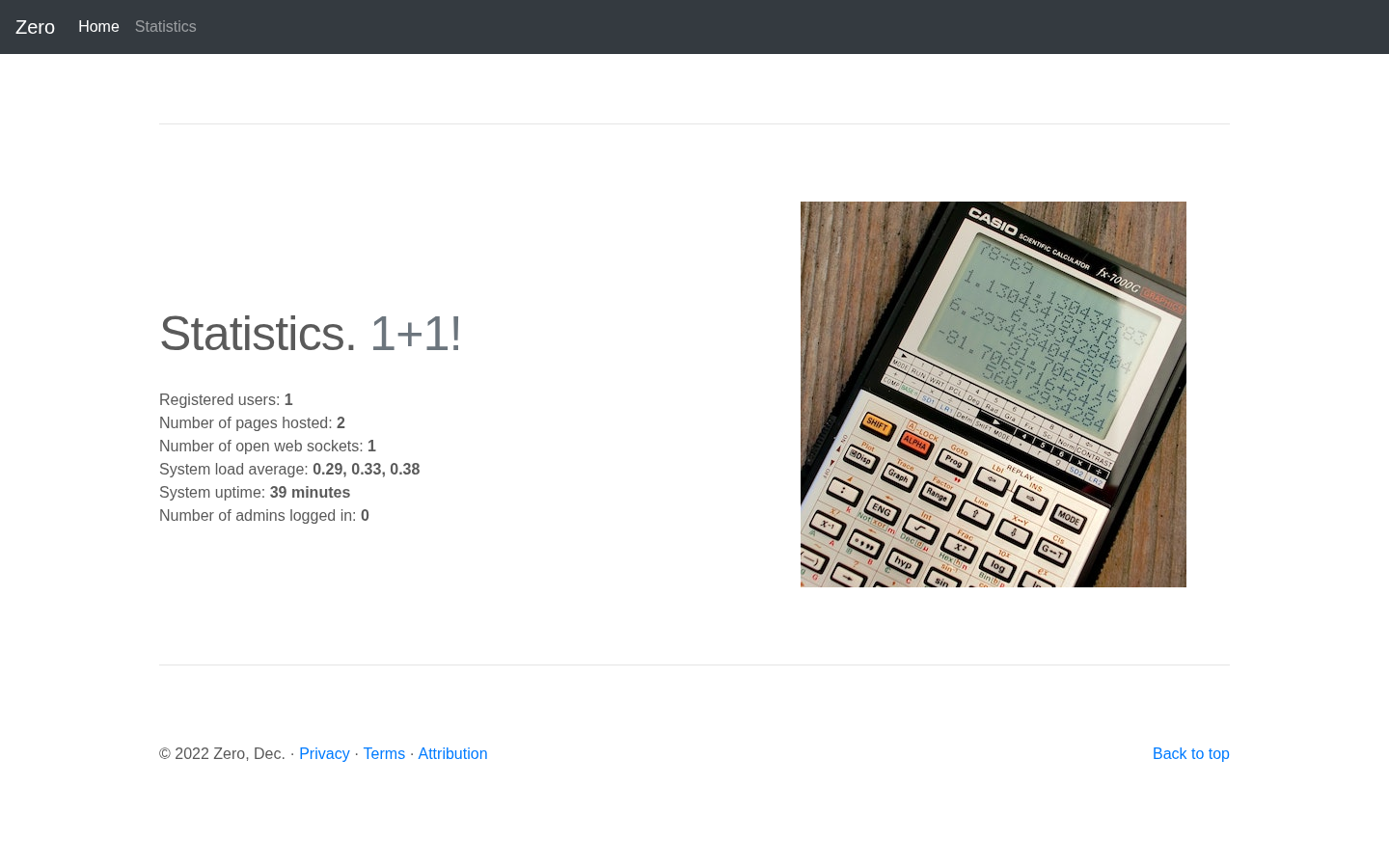 The public /stats.php page — rendered output only, no source