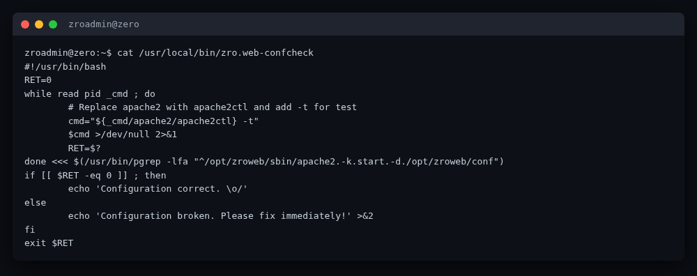 The vulnerable confcheck script